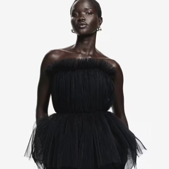 Pleated Tulle Bandeau Top - Picture 1 of 6